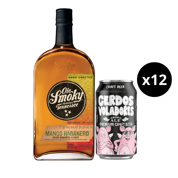 Whiskey Ole Smoky Mango Habanero + 12 Cervezas