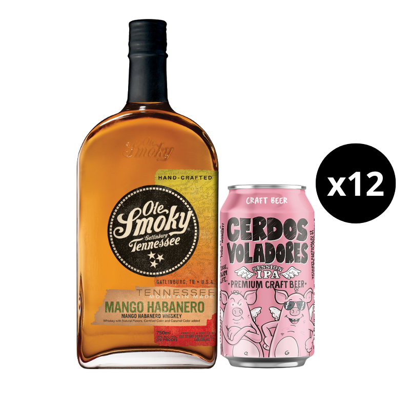 Whiskey Ole Smoky Mango Habanero + 12 Cervezas