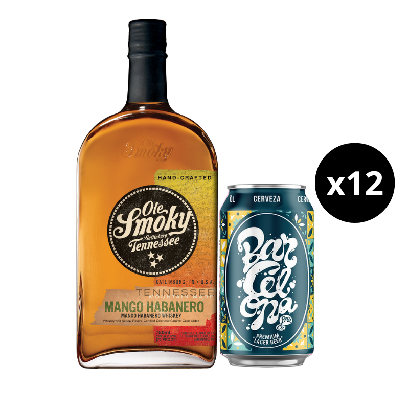 Whiskey Ole Smoky Mango Habanero + 12 Cervezas